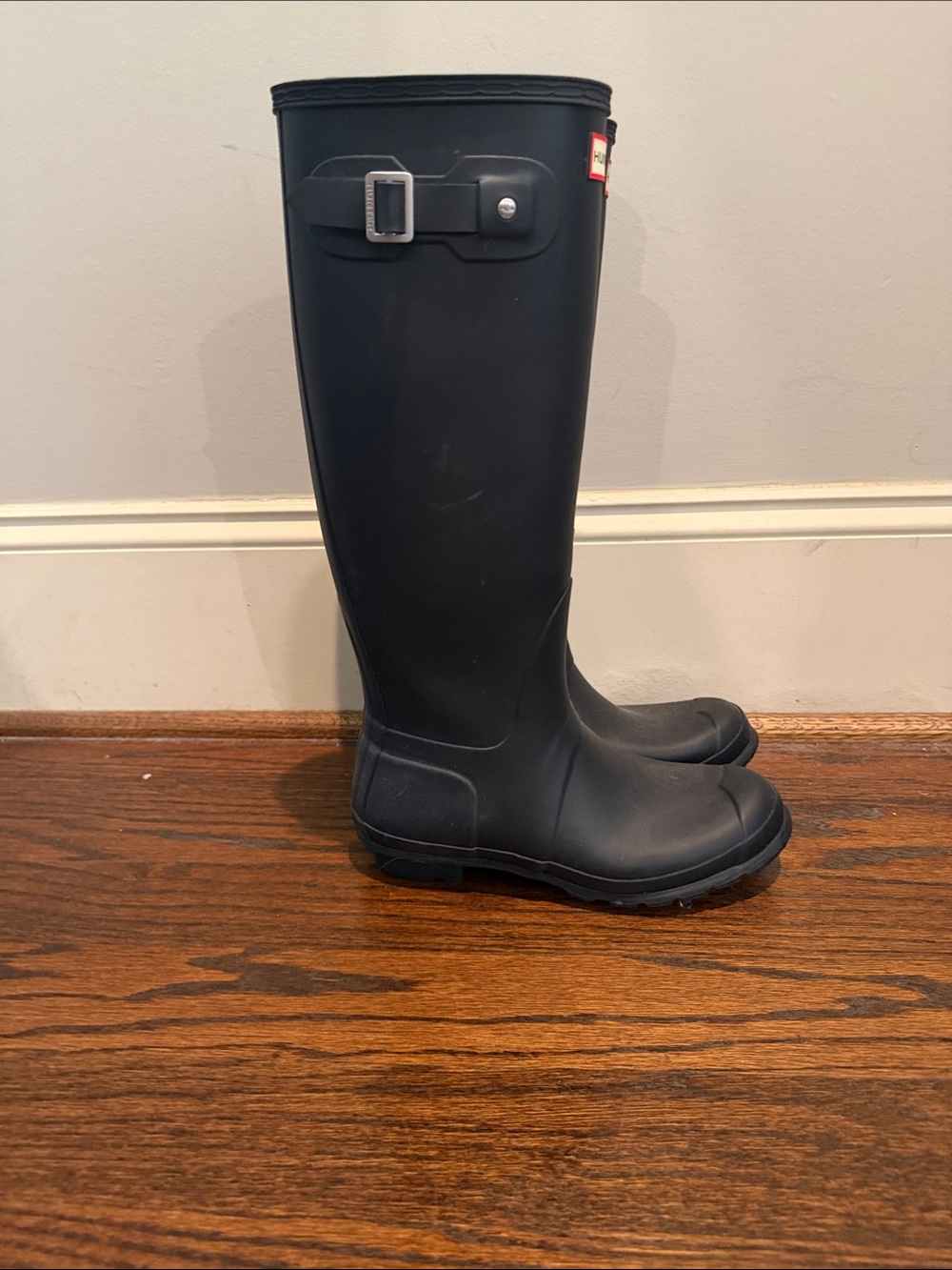 Hunter Tall Matte Navy Rubber Rain Boots - Picture 3 of 5